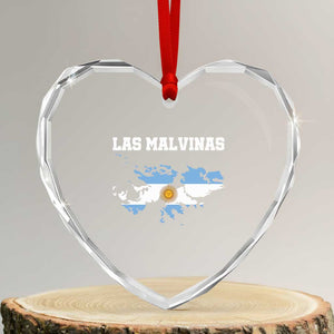 Las Malvinas Island Map Flag Graphic Heart Crystal Glass Ornament Patriotic Sovereignty Argentine Heritage Sun of May Pride