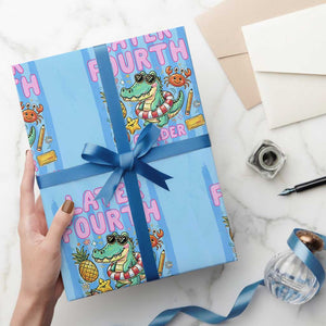 Later Fourth Grader School's Out For Summer Wrapping Paper Roll Last Day Of School Later Gator Alligator TS14 Light Blue Print Your Wear