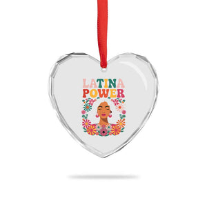 Latina Power Heart Crystal Glass Ornament Floral Hispanic Heritage TS02 Print Your Wear