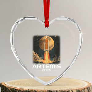 Launch To The Moon Mission Heart Crystal Glass Ornament TS10 Transparent Glass 3'' Heart Print Your Wear