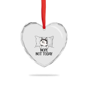 Lazy Siberian Husky Meme Heart Crystal Glass Ornament Nope Not Today TS12 Print Your Wear