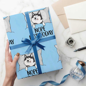 Lazy Siberian Husky Meme Wrapping Paper Roll Nope Not Today TS12 Light Blue Print Your Wear
