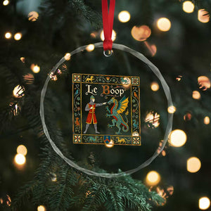 Le Boop Medieval Knight Dragon Fantasy Book Lover Humor Crystal Glass Ornament