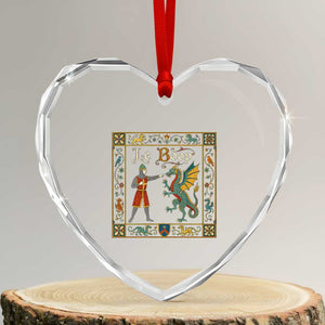 Le Boop Medieval Knight Dragon Fantasy Book Lover Humor Heart Crystal Glass Ornament