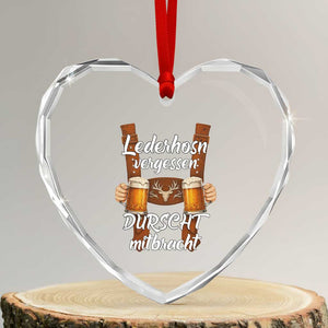 Lederhosen Forgotten Oktoberfest Heart Crystal Glass Ornament Durscht Mitbracht Funny Beer Drinking TS02 Transparent Glass 3'' Heart Print Your Wear