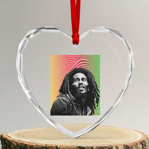 Legend Bob Heart Crystal Glass Ornament One Love The Reggae Vintage Graphic TS02 Transparent Glass 3'' Heart Print Your Wear
