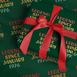 Legend Since January 1976 Wrapping Paper Roll Vintage Retro 50th Birthday Gifts 50 Years Old TS10 Green Print Your Wear