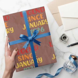 Legend Since January 1976 Wrapping Paper Roll Vintage Retro 50th Birthday Gifts 50 Years Old TS10 Mocha Print Your Wear