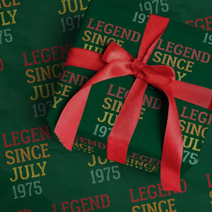 Legend Since July 1975 Wrapping Paper Roll Vintage Retro 50th Birthday Gifts TS10 Green Print Your Wear