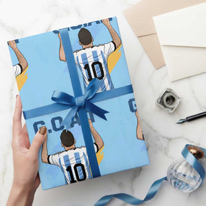 Legendary Number 10 Wrapping Paper Roll Goat Of Soccer Gift For Fans TS12 Light Blue Print Your Wear