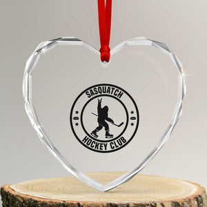 Legendary Sasquatch Hockey Club Heart Crystal Glass Ornament Funny Ice Hockey Gift TS12 Transparent Glass 3'' Heart Print Your Wear