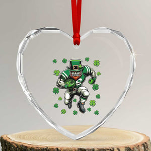 Leprechaun Football Dabbing Pose Heart Crystal Glass Ornament Lucky Irish Gift TS12 Transparent Glass 3'' Heart Print Your Wear
