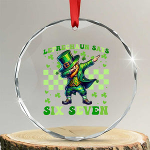Leprechaun Six Seven Meme Crystal Glass Ornament Funny St Patricks Day Gift TS12 Transparent Glass 3'' Circle Print Your Wear
