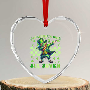 Leprechaun Six Seven Meme Heart Crystal Glass Ornament Funny St Patricks Day Gift TS12 Transparent Glass 3'' Heart Print Your Wear