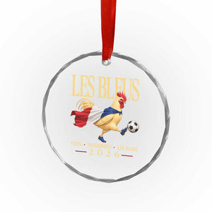 Les Bleus 2026 France Soccer Crystal Glass Ornament Rooster Wearing French Flag Patriotic Football Fan Graphic
