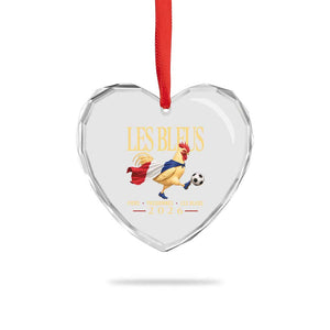 Les Bleus 2026 France Soccer Heart Crystal Glass Ornament Rooster Wearing French Flag Patriotic Football Fan Graphic TS10 Print Your Wear