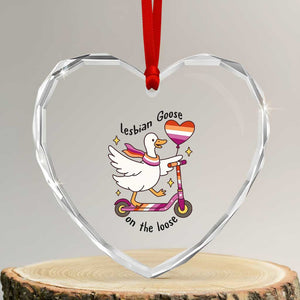 Lesbian Goose On The Loose Heart Crystal Glass Ornament Funny LGBTQ Animal Pride Gift TS12 Transparent Glass 3'' Heart Print Your Wear