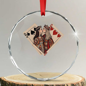 Lesbian Pride Crystal Glass Ornament Vintage Kissing Cards Sapphic Art TS10 Transparent Glass 3'' Circle Print Your Wear