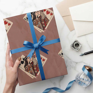 Lesbian Pride Wrapping Paper Roll Vintage Kissing Cards Sapphic Art TS10 Mocha Print Your Wear