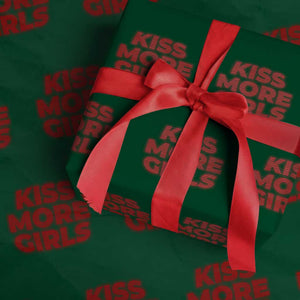 Lesbian Wrapping Paper Roll Kiss More Girls Funny Pride Month TS10 Green Print Your Wear