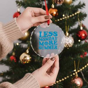 Less Monday More Summer Crystal Glass Ornament Retro Beach Seashell Graphic