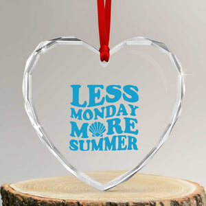 Less Monday More Summer Heart Crystal Glass Ornament Retro Beach Seashell Graphic