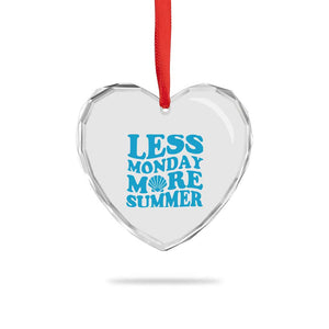 Less Monday More Summer Heart Crystal Glass Ornament Retro Beach Seashell Graphic
