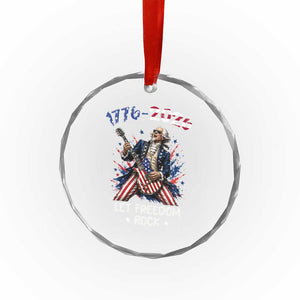 Let Freedom Rock George Washington Rock Star Crystal Glass Ornament Funny Electric Guitar Player American Flag Suit 1776 to 2026 Semiquincentennial