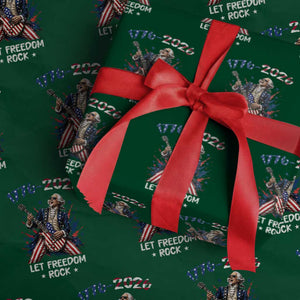 Let Freedom Rock George Washington Rock Star Wrapping Paper Roll Funny Electric Guitar Player American Flag Suit 1776 to 2026 Semiquincentennial