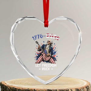 Let Freedom Rock George Washington Rock Star Heart Crystal Glass Ornament Funny Electric Guitar Player American Flag Suit 1776 to 2026 Semiquincentennial