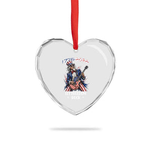 Let Freedom Rock Uncle Sam Rock Star Heart Crystal Glass Ornament Funny Electric Guitar Player American Flag Suit 1776 to 2026 Semiquincentennial