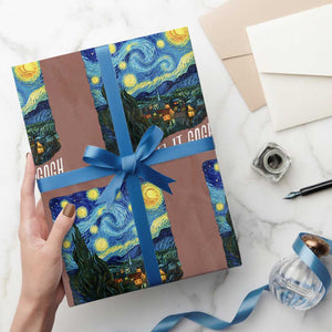 Let It Gogh Funny Vincent Van Gogh Wrapping Paper Roll Starry Night Design Art Lover TS11 Mocha Print Your Wear