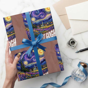 Let it Gogh Funny Vincent Van Gogh Starry Night Wrapping Paper Roll