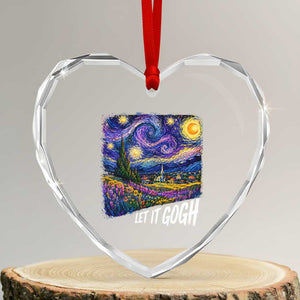 Let it Gogh Funny Vincent Van Gogh Starry Night Heart Crystal Glass Ornament