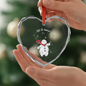 Let It Snow Cute Snowman Xmas Heart Crystal Glass Ornament TS09 Print Your Wear