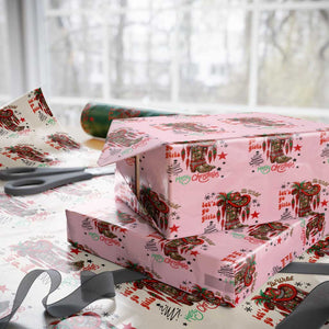 Let Us Go Girls Wrapping Paper Roll Christmas Cowgirl Boots TS14 Light Pink Print Your Wear