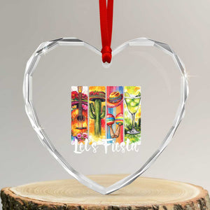 Lets Fiesta Heart Crystal Glass Ornament Funny Cinco De Mayo Party Celebration TS12 Transparent Glass 3'' Heart Print Your Wear