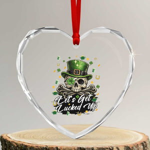Lets Get Lucked Up Heart Crystal Glass Ornament Lucky Skeleton St Patricks Day TS12 Transparent Glass 3'' Heart Print Your Wear