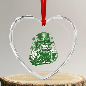 Lets Get Lucked Up Heart Crystal Glass Ornament St Patricks Day Party Humor TS12 Transparent Glass 3'' Heart Print Your Wear