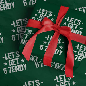 Lets Get Sendy 67 Six Seven Meme Alpha Slang Wrapping Paper Roll TS11 Green Print Your Wear