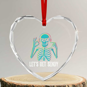 Lets Get Sendy Skeleton Heart Crystal Glass Ornament Full Send Vibes Glowcore TS02 Transparent Glass 3'' Heart Print Your Wear
