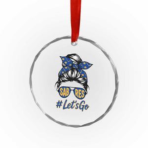 Lets Go Hockey Mom Crystal Glass Ornament Buffalo Messy Bun Sunglasses Sports Fan TS02 Print Your Wear