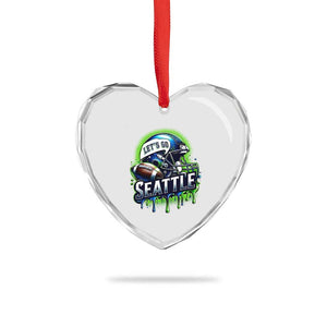 Lets Go Seattle Athletic Helmet Dripping Style Graphic Heart Crystal Glass Ornament Game Day Sports Fan