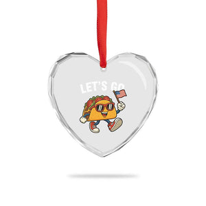 Lets Go Taco Patriotic Heart Crystal Glass Ornament Funny 4th of July Food Humor TS02 Print Your Wear