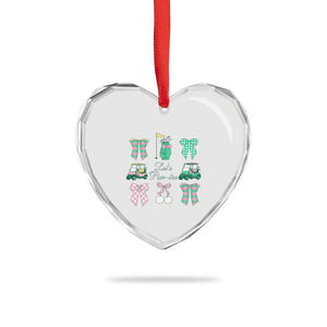 Lets Par-tee Coquette Golf Bows Heart Crystal Glass Ornament Preppy Pink and Green Golf Cart n Bag Golfing Lover Club TS02 Print Your Wear