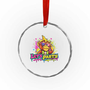 Lets Party Baseball Monkey Colorful Graphic Crystal Glass Ornament American Flag Game Day Fans Ball Party Vibes TS02 Print Your Wear