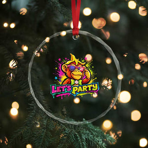 Lets Party Baseball Monkey Colorful Graphic Crystal Glass Ornament American Flag Game Day Fans Ball Party Vibes TS02 Print Your Wear