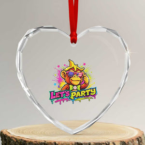 Lets Party Baseball Monkey Colorful Graphic Heart Crystal Glass Ornament American Flag Game Day Fans Ball Party Vibes TS02 Transparent Glass 3'' Heart Print Your Wear