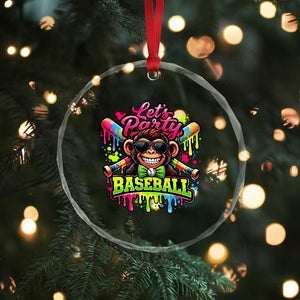 Lets Party Baseball Monkey Neon Dripping Graphic Crystal Glass Ornament Funny Ball Party Game Day Fans TS02 Print Your Wear