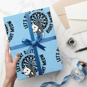 Lets Play Darts Right Meow Wrapping Paper Roll Cute Cat Dart Player Pub Game Gift TS12 Light Blue Print Your Wear
